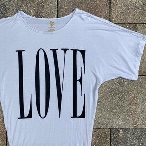 Women's LOVE Woven Viscose Tunic Style Stretchy T Shirt Size Small